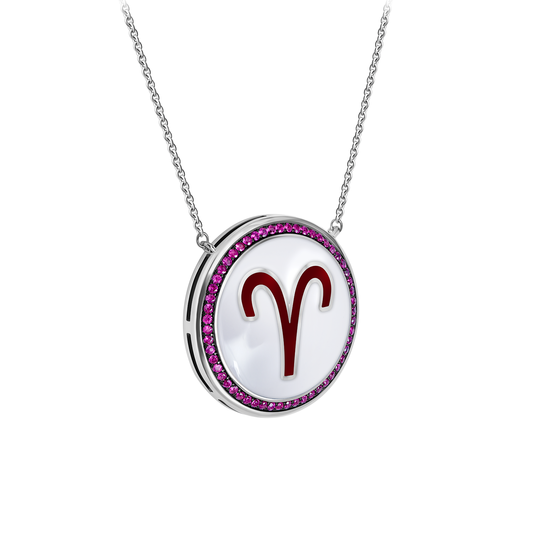 Колье с рубинами и бриллантами, белое золото