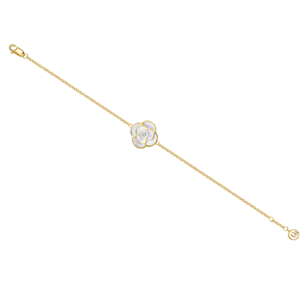 Браслет с бриллиантом и перламутром, желтое золото 1