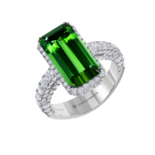 Кольцо с верделитом и бриллиантами, белое золото