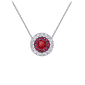 Колье с рубинами и бриллиантами, белое золото