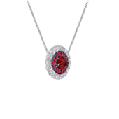 Колье с рубинами и бриллиантами, белое золото