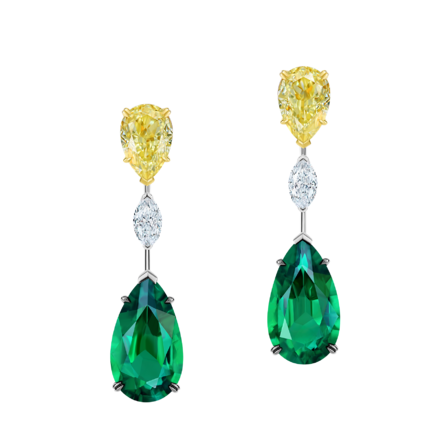 Серьги с изумрудами и бриллиантами, белое золото 2