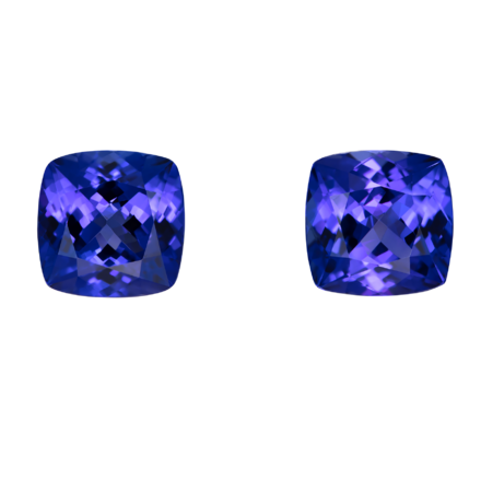 Сет из двух танзанитов, Кушон, 12,66ct 1