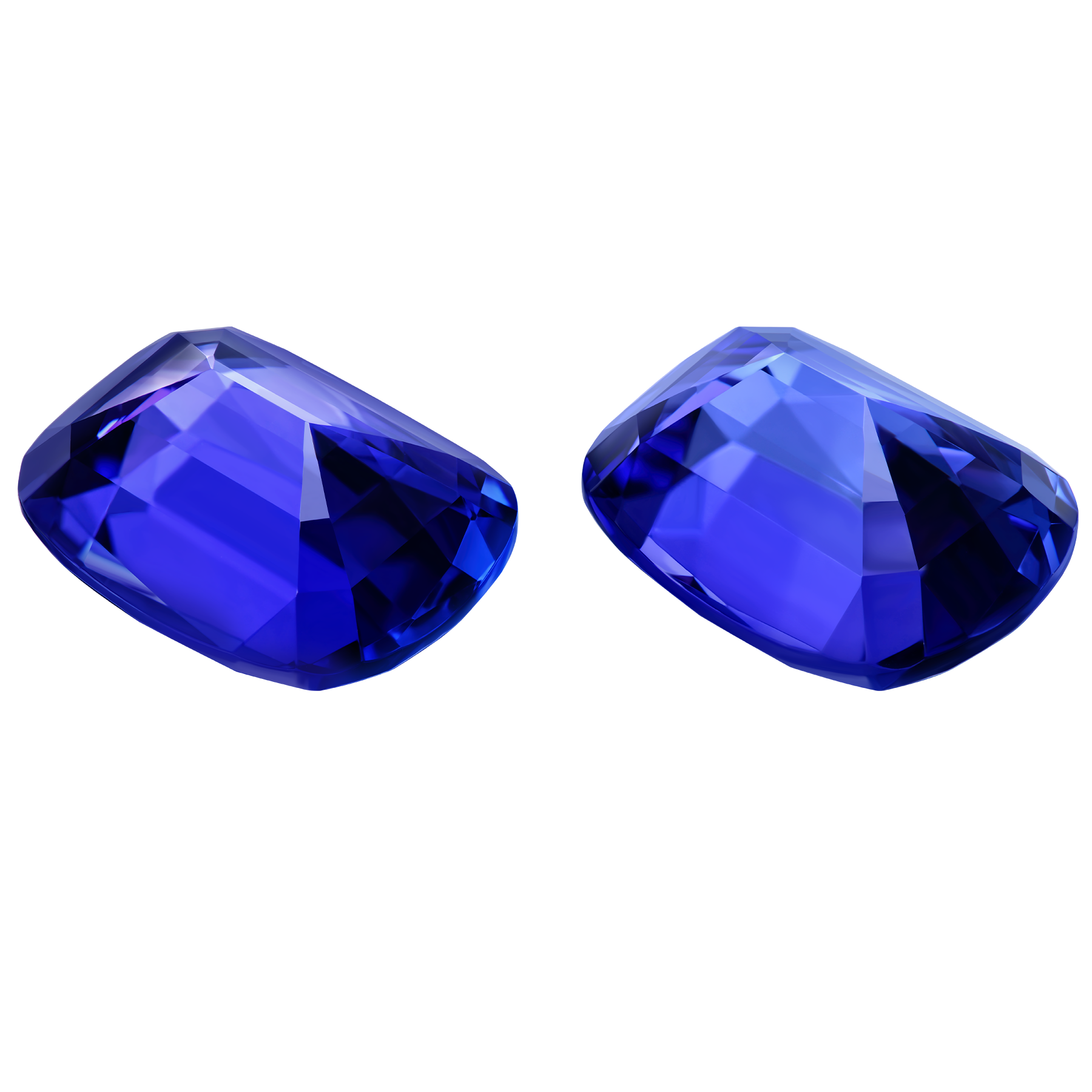 Сет из двух танзанитов, Кушон, 12,46 ct/ 11,34