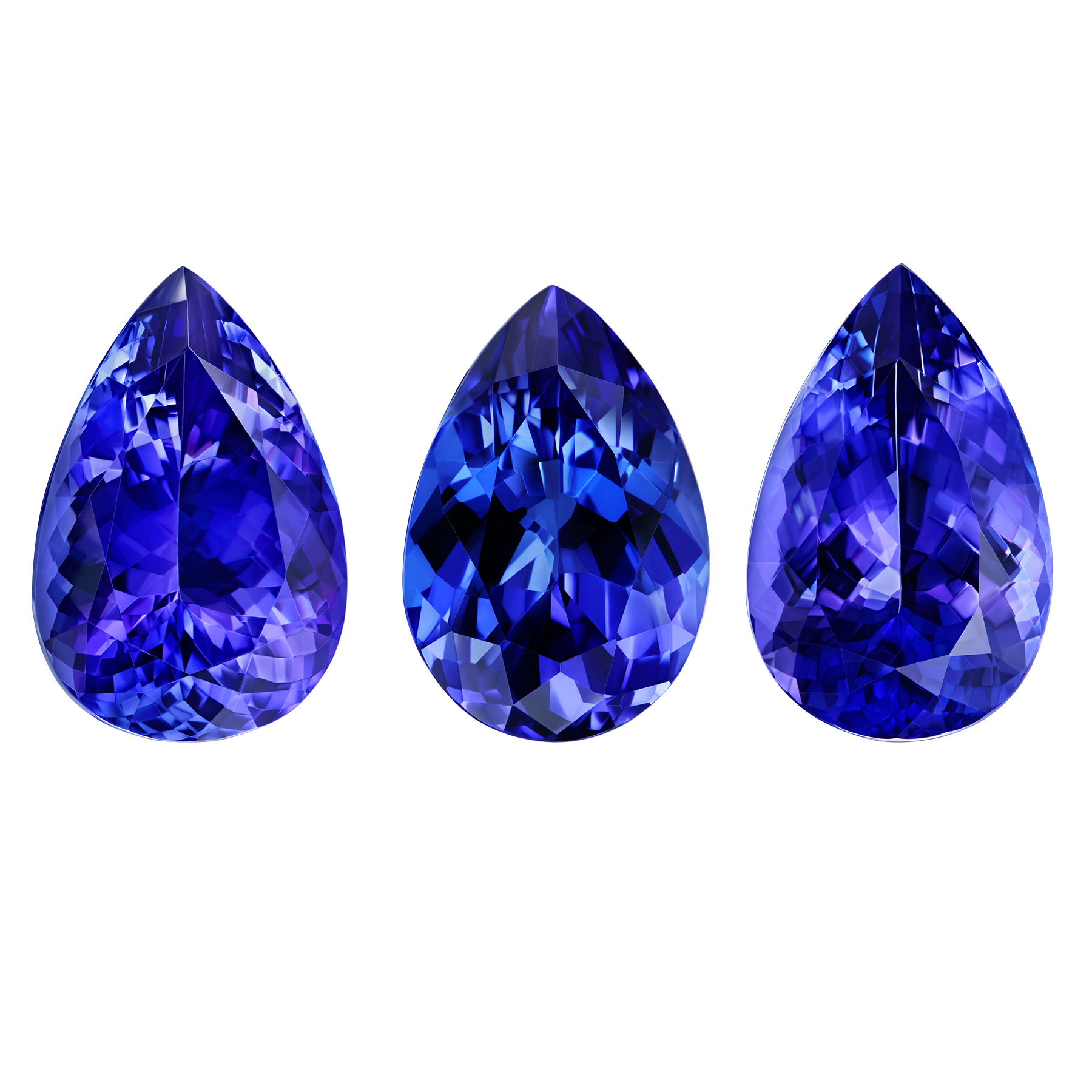 Сет из трёх танзанитов, Груша, 20,52 ct/ 20,56 ct/ 19,98 ct