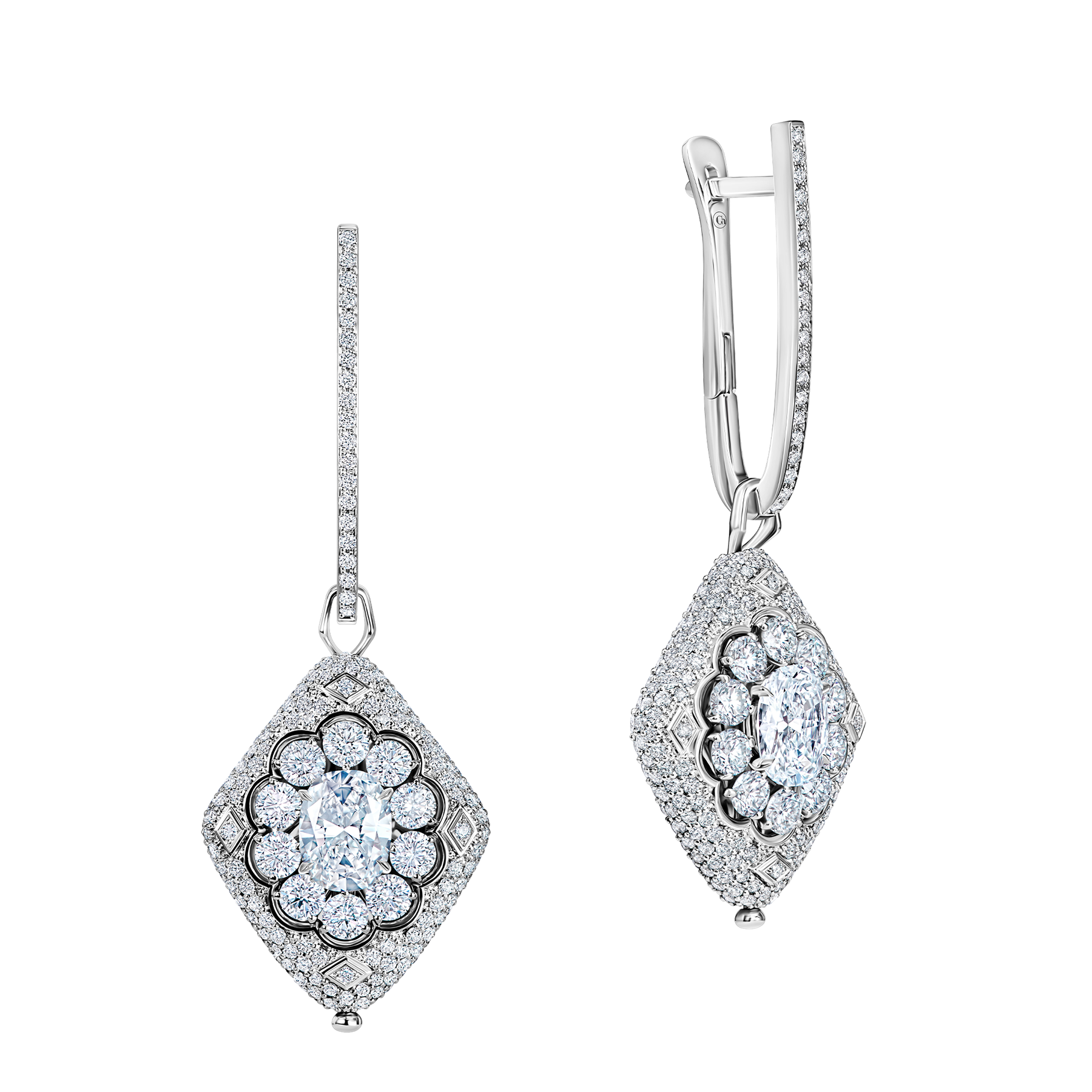 Серьги с бриллиантами, белое золото