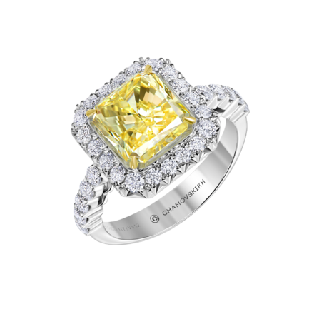 Кольцо с бриллиантами, белое золото 1