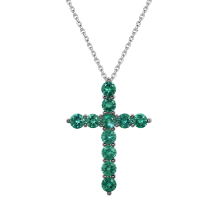 Колье с изумрудами и бриллиантом, белое золото 1