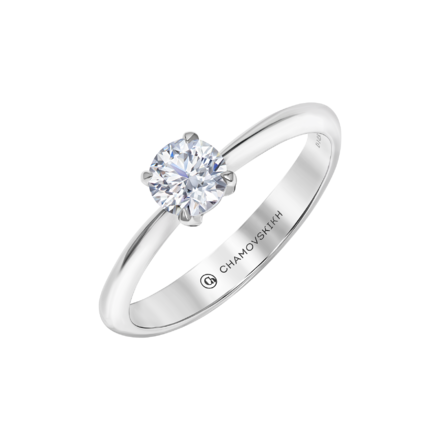 Кольцо с бриллиантом, белое золото 1