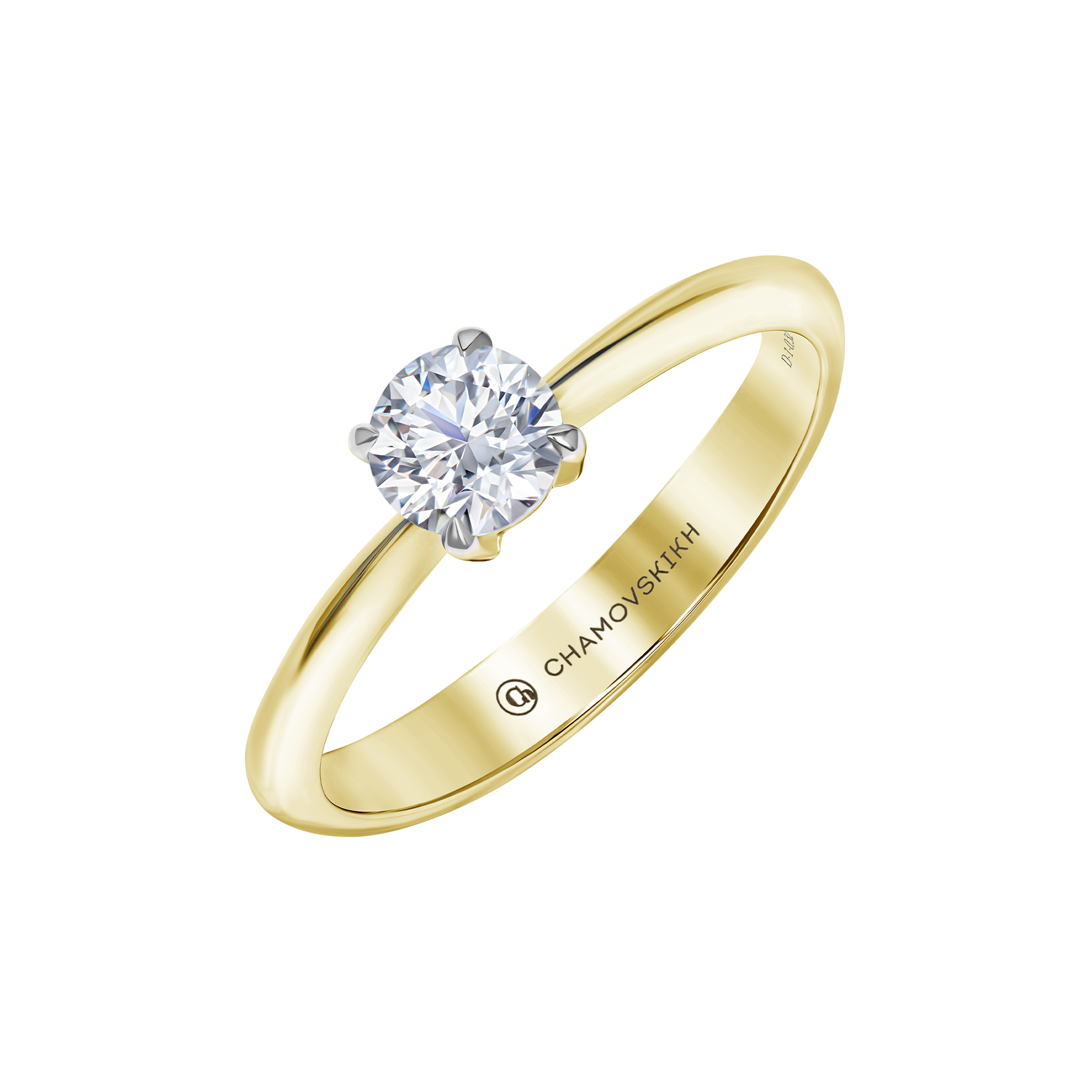 Кольцо с бриллиантом, желтое золото