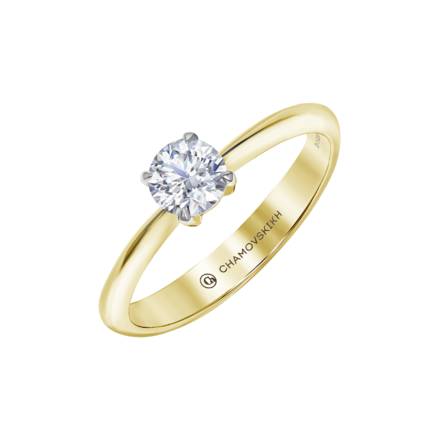 Кольцо с бриллиантом, желтое золото 1