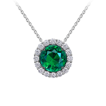 Колье с изумрудом и бриллиантами, белое золото 1