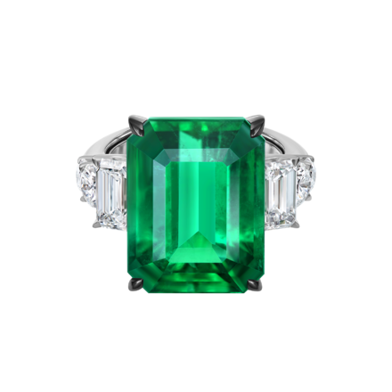 Кольцо с изумрудом и бриллиантами, белое золото 3