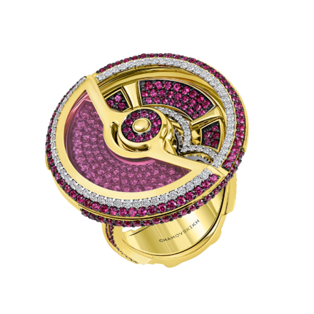 Кольцо с рубинами, бриллиантами и корундом, желтое золото 2