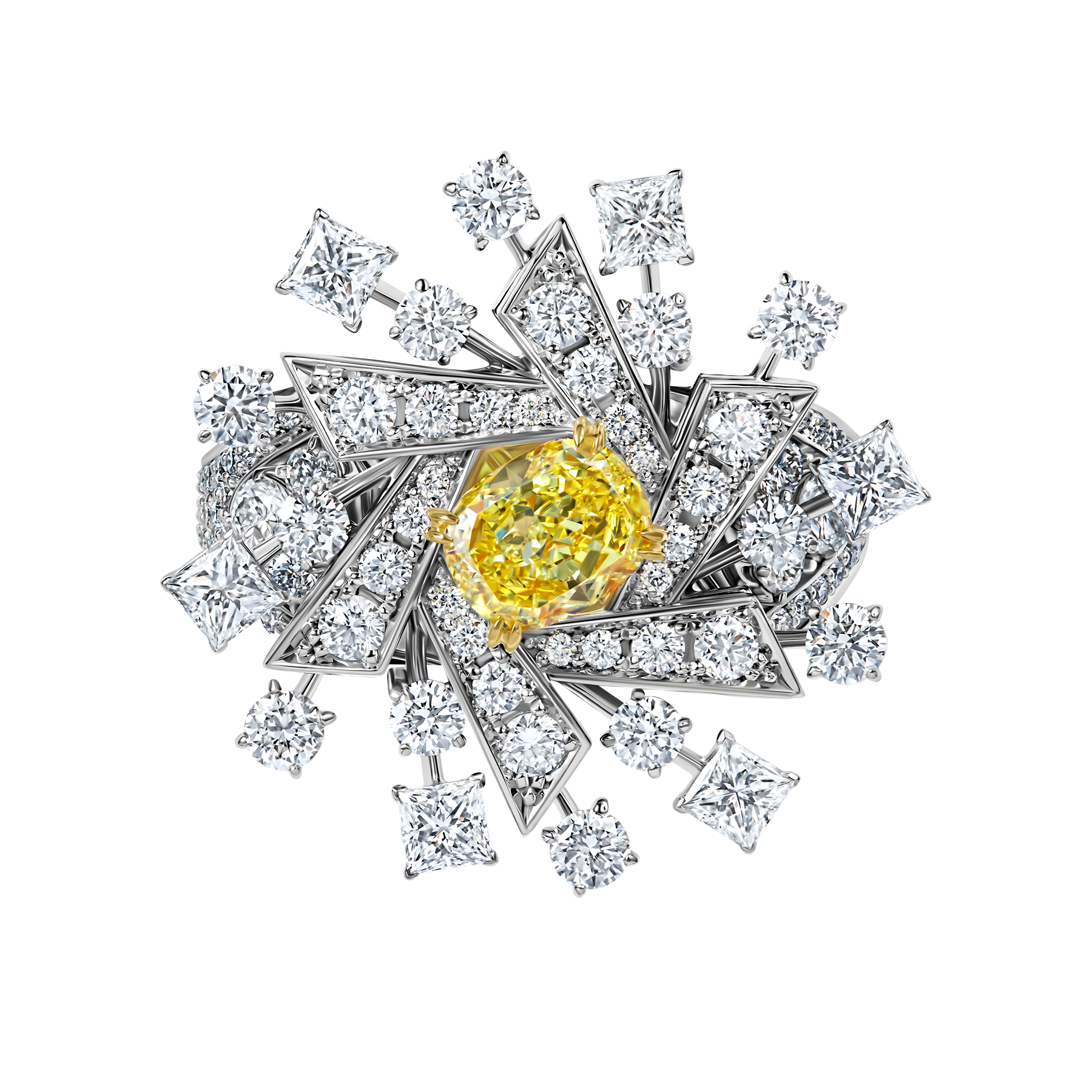 Кольцо с бриллиантами, белое золото