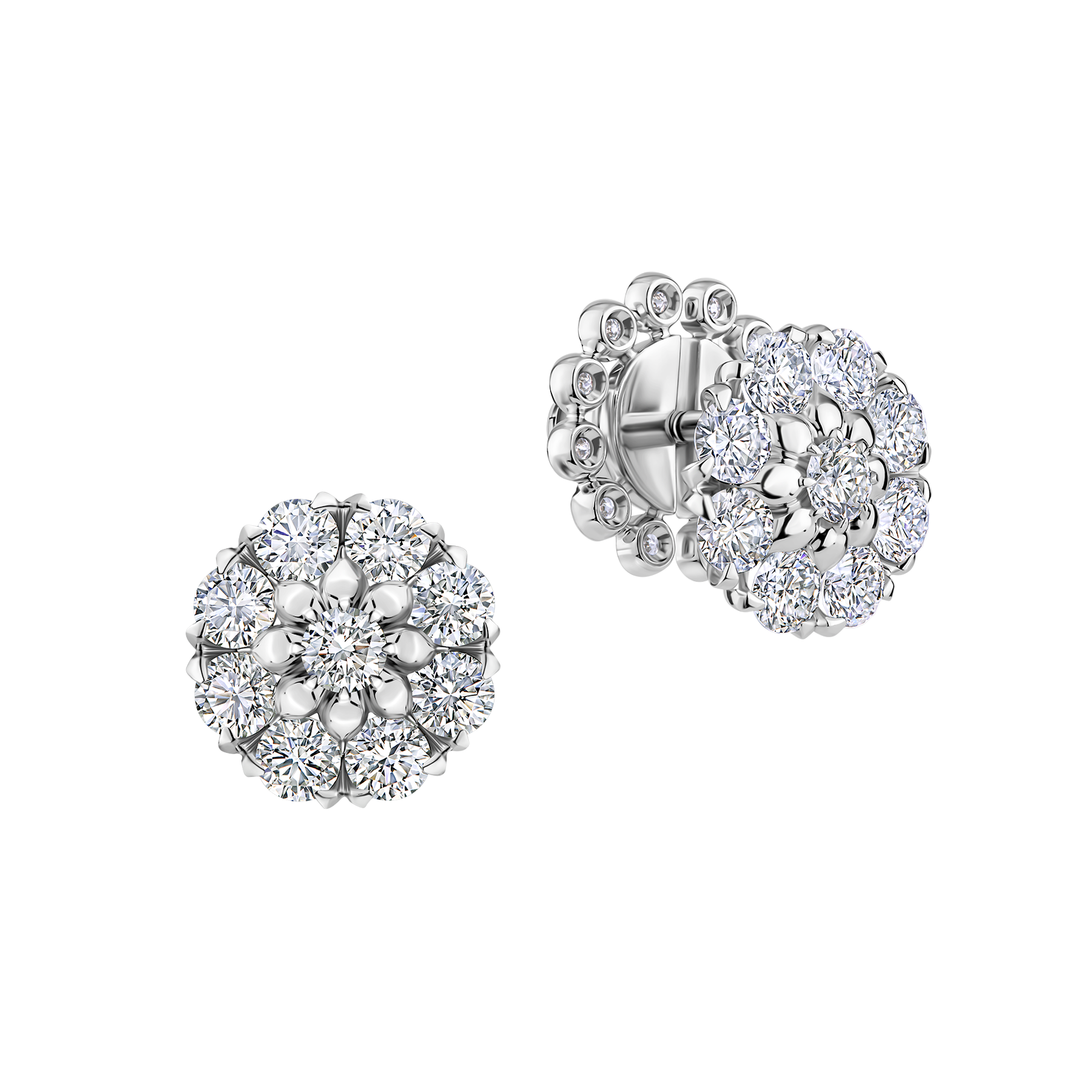 Пусеты с бриллиантами, белое золото