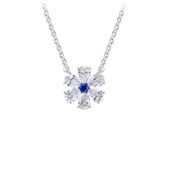 Колье с сапфиром и бриллиантами, белое золото