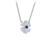 Колье с сапфиром и бриллиантами, белое золото