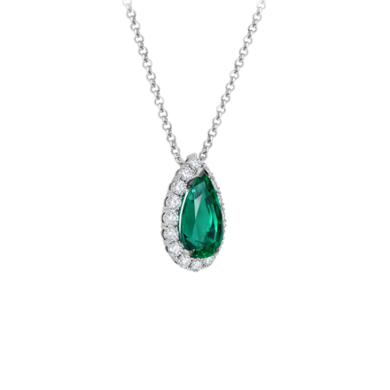 Колье с изумрудом и бриллиантами, белое золото 2