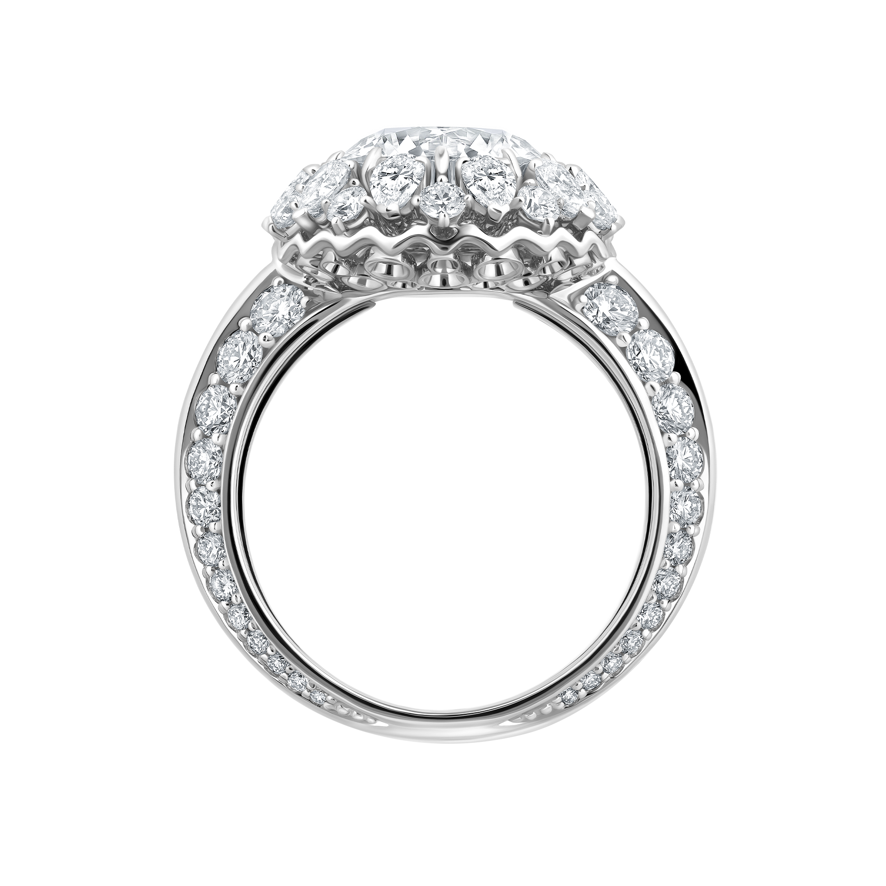 Кольцо с бриллиантами, белое золото