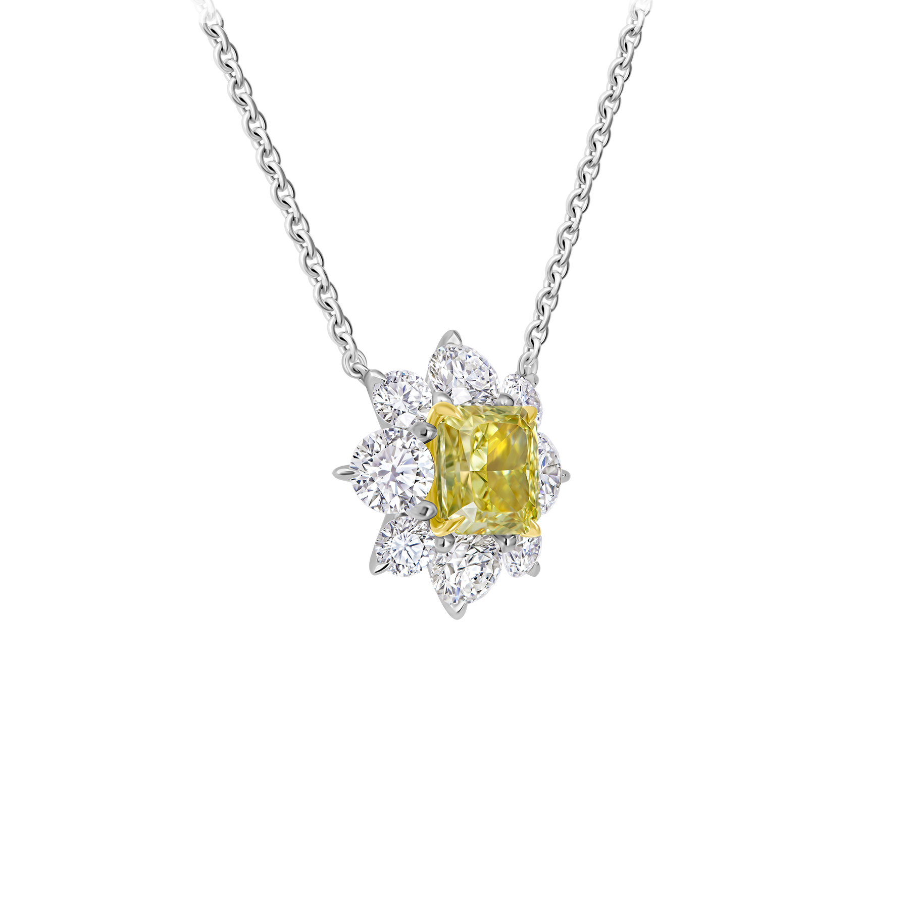 Колье с бриллиантами, белое золото