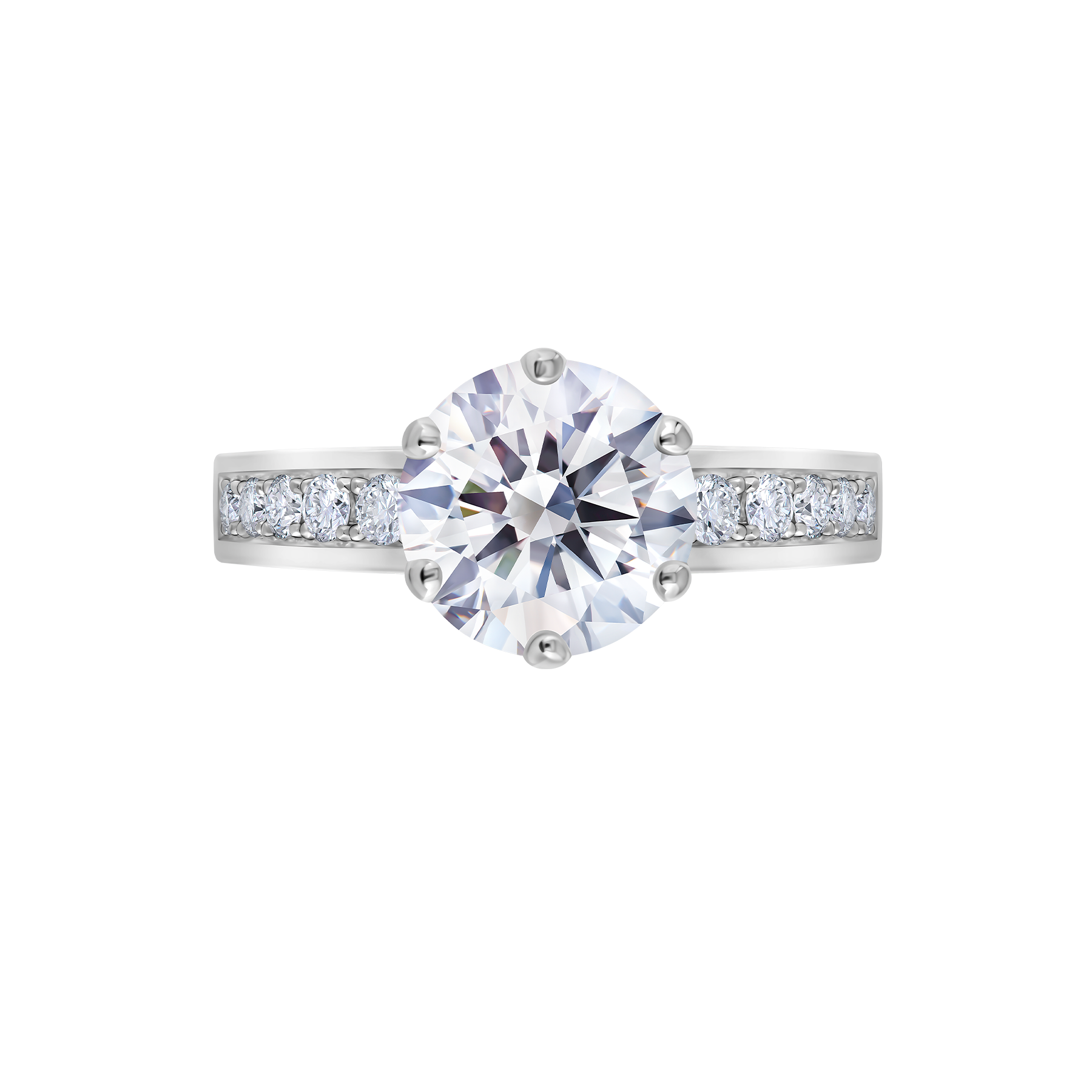 Кольцо с бриллиантами, белое золото