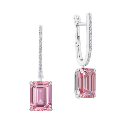 Серьги с морганитами и бриллиантами, белое золото 1