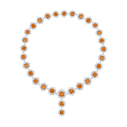 Колье со спессартинами и бриллиантами, белое золото 3