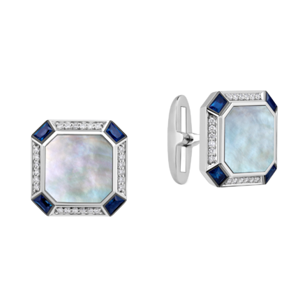 Запонки с сапфирами и бриллиантами, белое золото 1