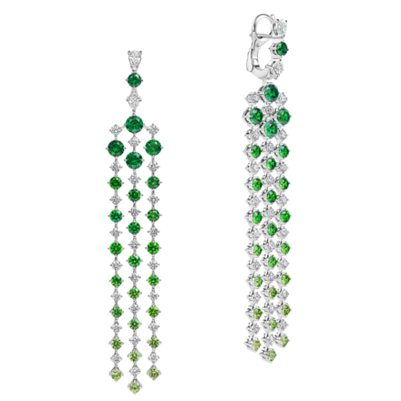 Серьги с демантоидами и бриллиантами, белое золото 1