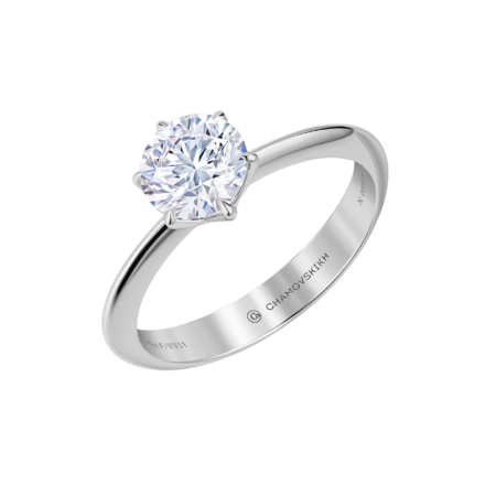 Кольцо с бриллиантом, белое золото 1