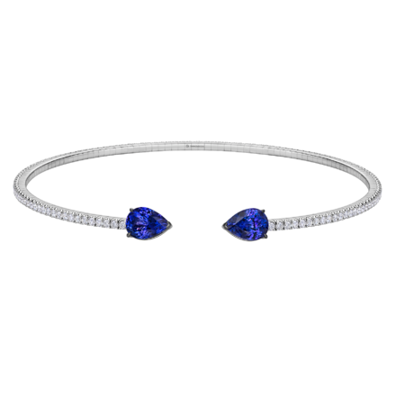 Колье с танзанитами и бриллиантами, белое золото 1