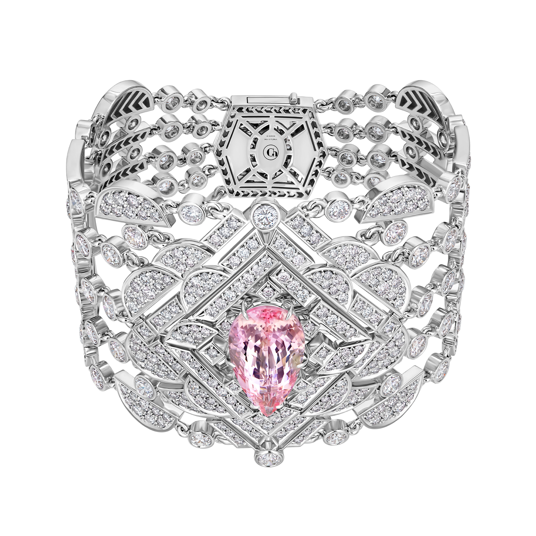 Браслет с морганитом и бриллиантами, белое золото