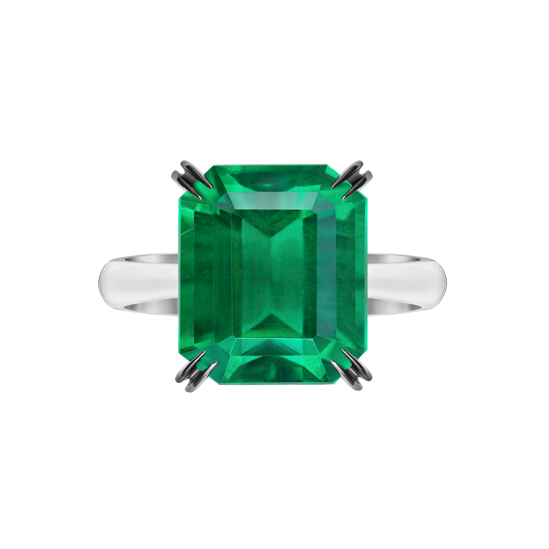 Кольцо с изумрудом, белое золото