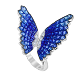 Кольцо с сапфирами и бриллиантами, белое золото