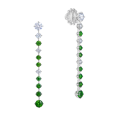 Серьги с демантоидами и бриллиантами, белое золото