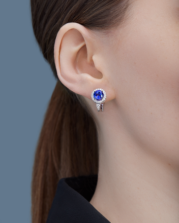 Серьги с сапфирами и бриллиантами, белое золото 2