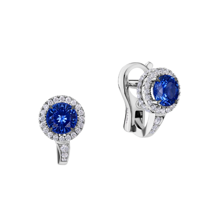 Серьги с сапфирами и бриллиантами, белое золото 1