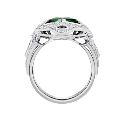 Кольцо с верделитом и бриллиантами, белое золото 3