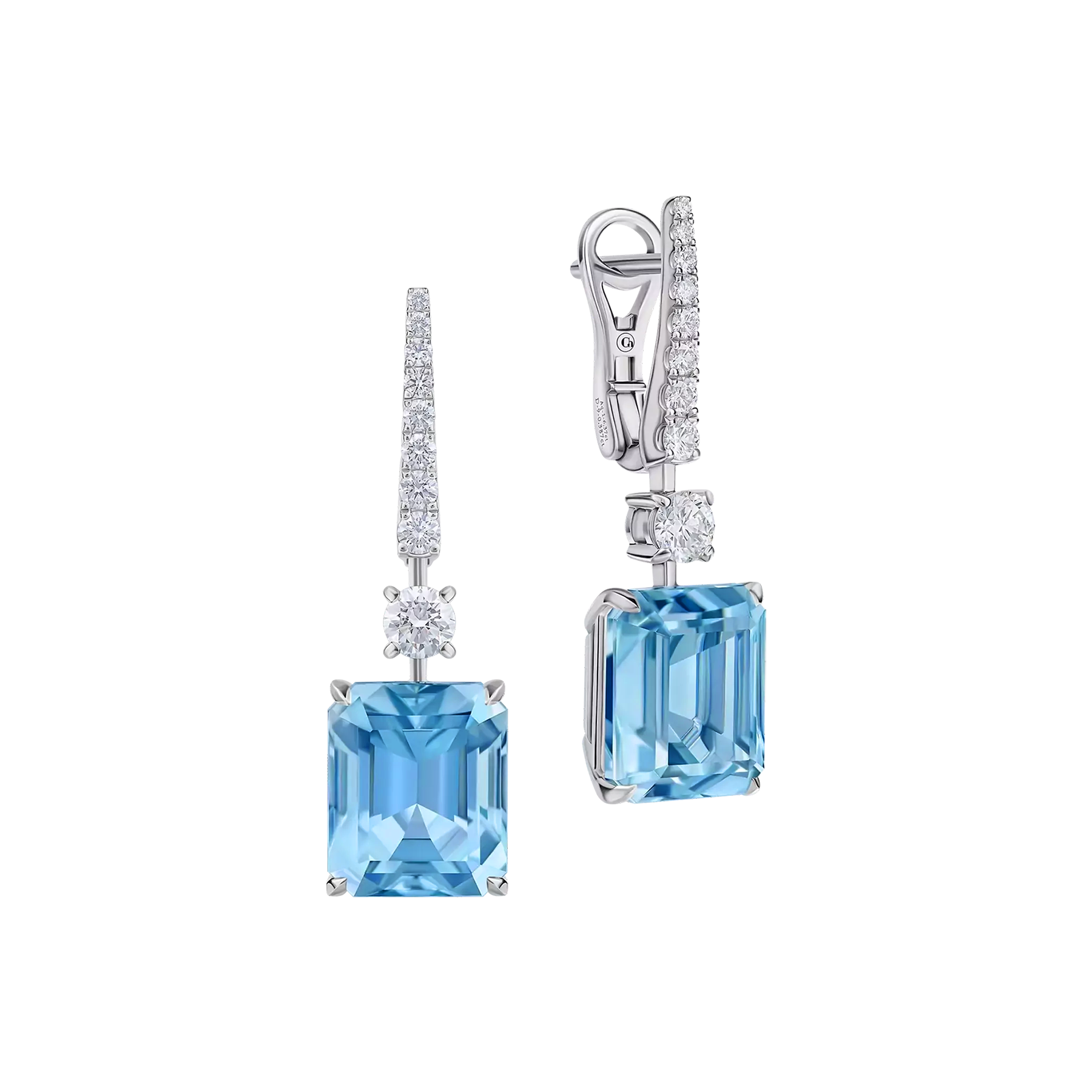 Серьги с аквамаринами и бриллиантами, белое золото