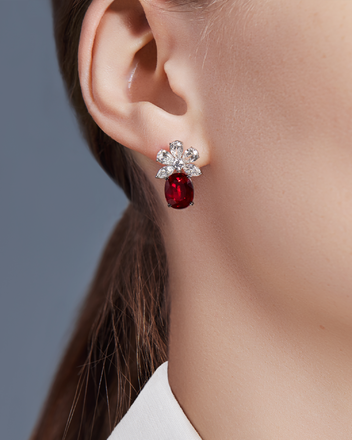 Серьги с рубинами и бриллиантами, белое золото 2
