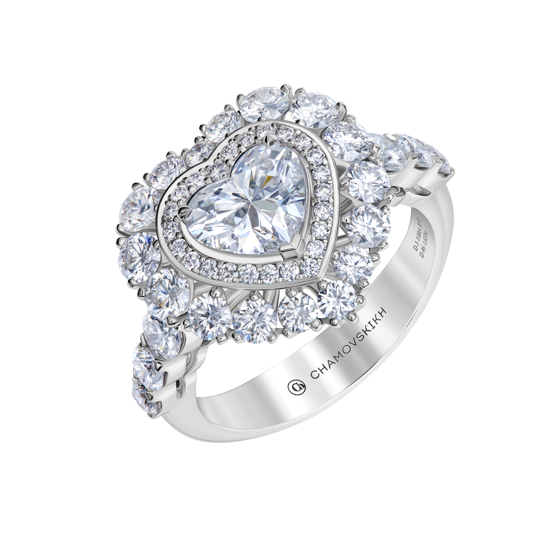 Кольцо с бриллиантами, белое золото