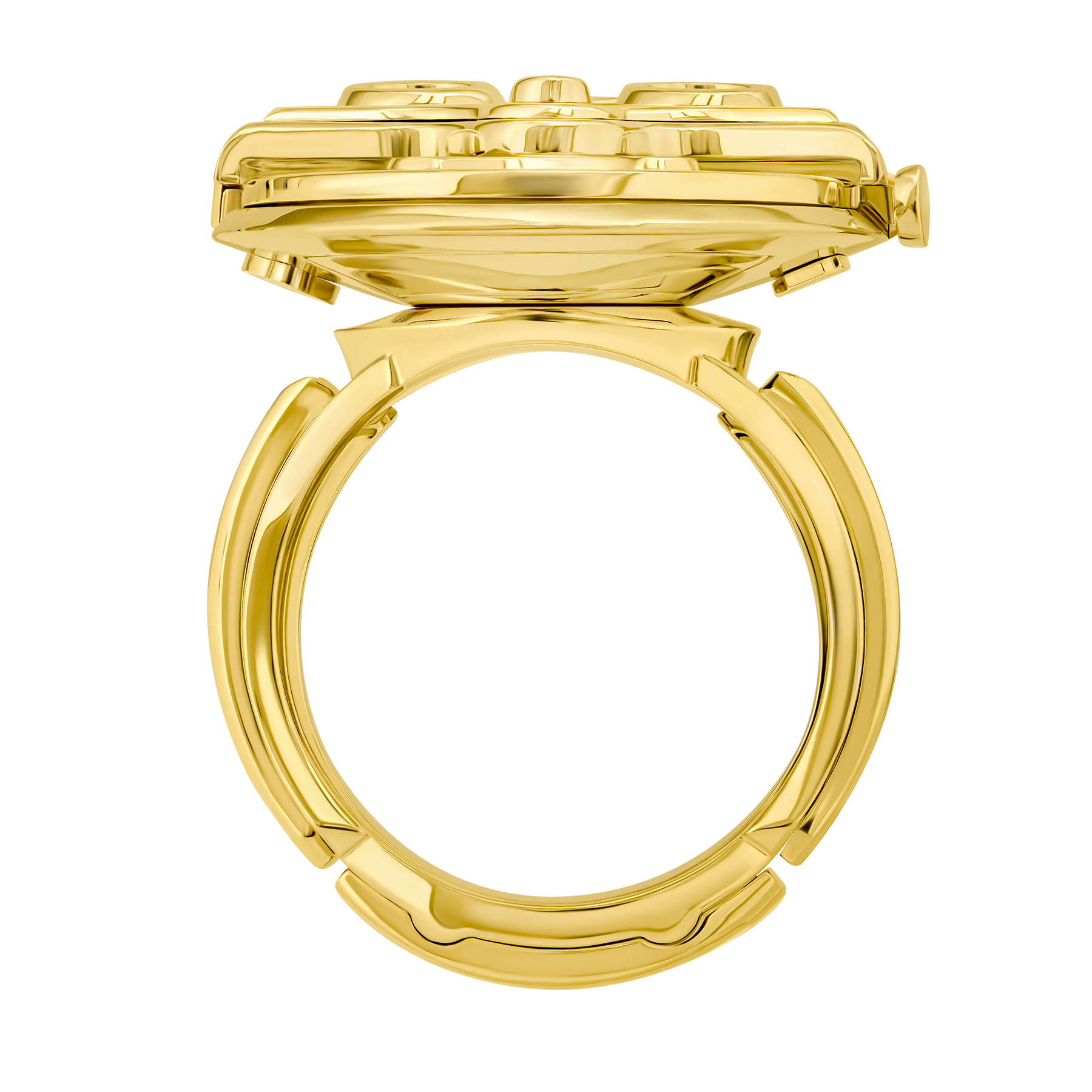 Кольцо с рубинами, сапфирами, изумрудами и бриллиантами, желтое золото