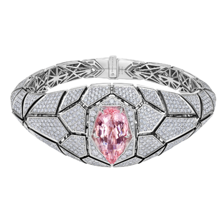 Браслет с морганитом и бриллиантами, белое золото 1