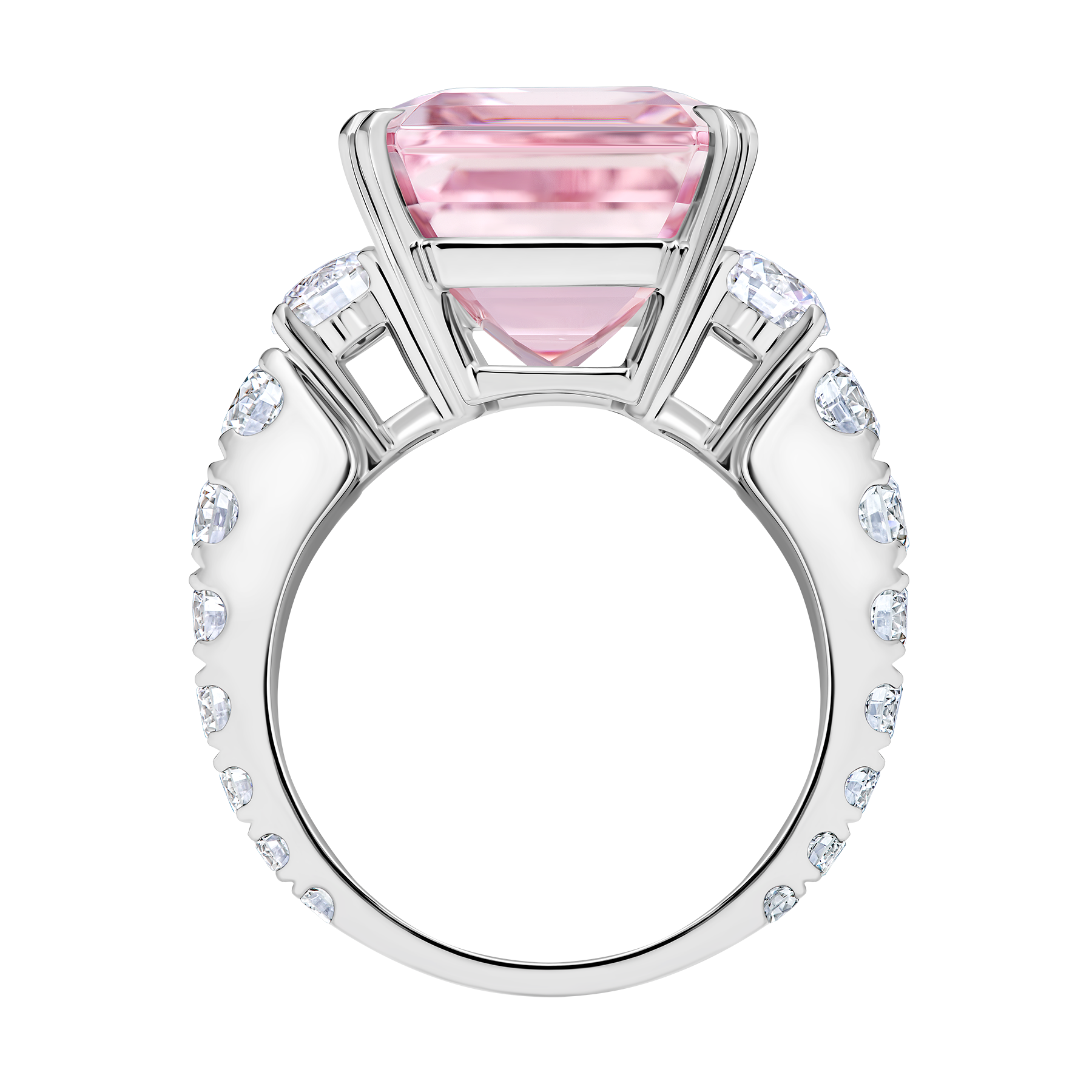 Кольцо с морганитом и бриллиантами, белое золото