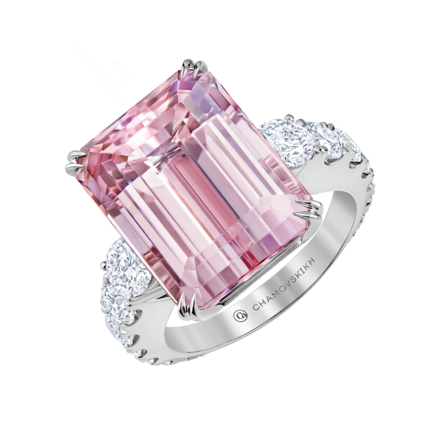 Кольцо с морганитом и бриллиантами, белое золото 1