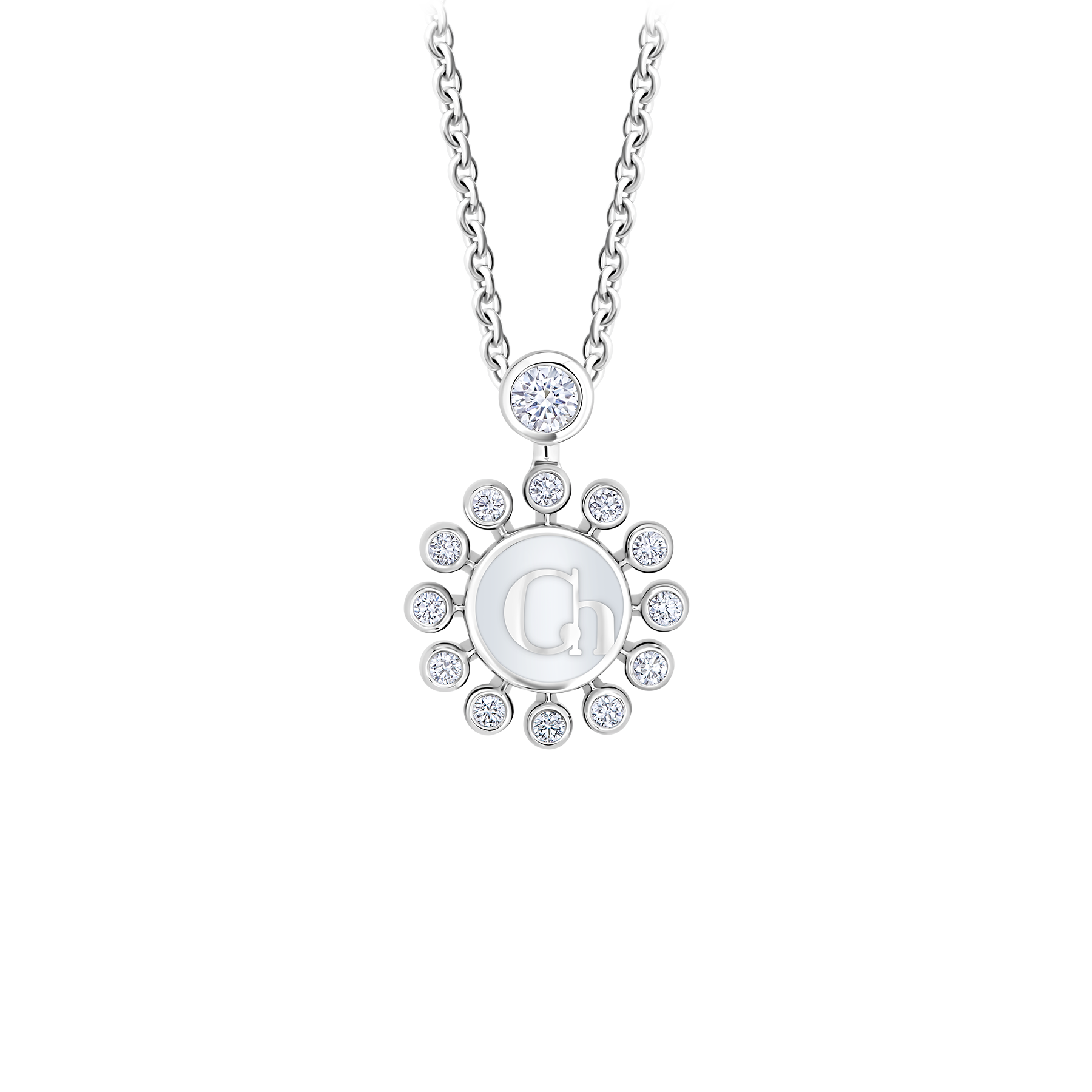 Колье с бриллиантами, белое золото, нанокерамика