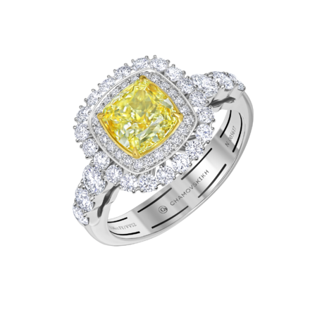 Кольцо с бриллиантами, белое золото 1