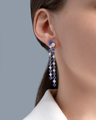 Пусеты с сапфирами и бриллиантами, белое золото