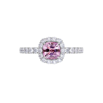 Кольцо с розовым сапфиром и бриллиантами, белое золото 2